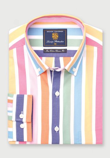 Regular Fit Multicolour Stripe Cotton Shirt